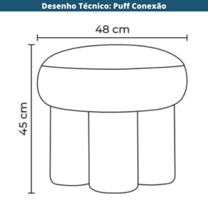 9  Puff Redondo Conexao Rivatti 45 cm -Altura- Estofado em Boucle Cinza QuenteDesenho Tecnico